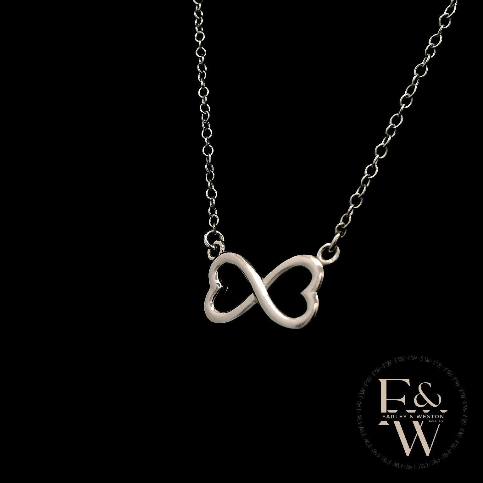 9ct White Gold Infinity Heart Charm Pendant