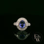 18ct White Gold Oval-Cut Emerald & Diamond Vintage Ring