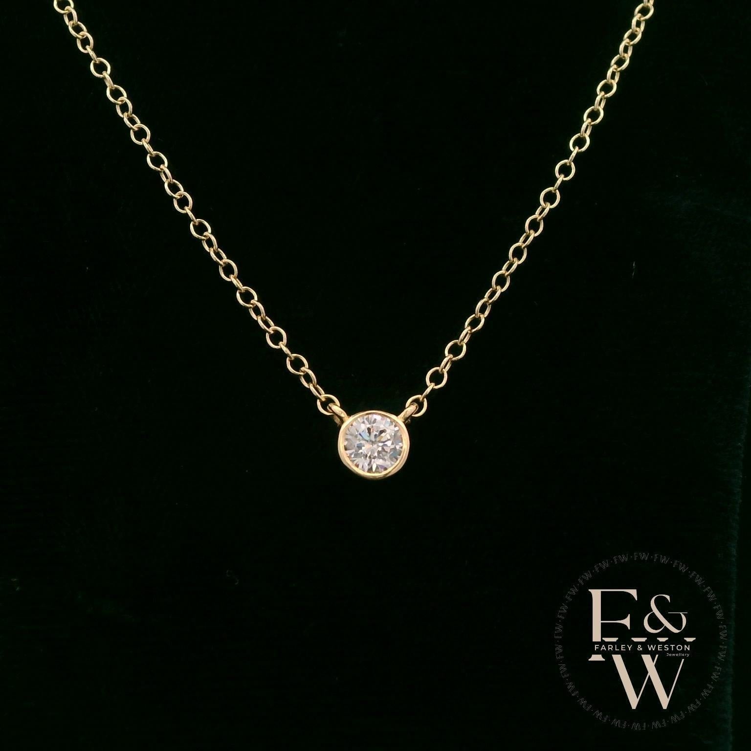 9ct Yellow Gold Single Stone Diamond Necklace