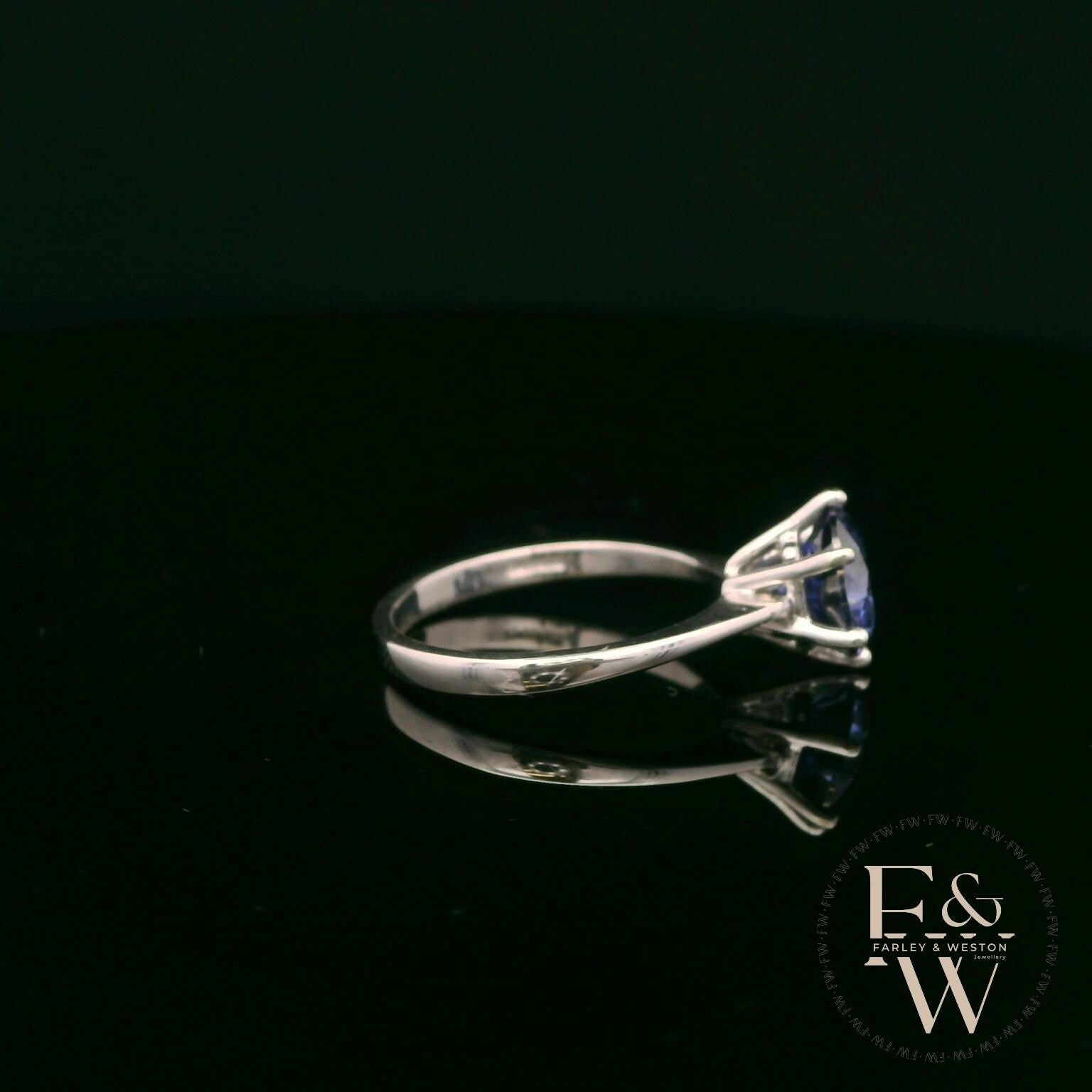 Tanzanite CZ Solitaire 9ct White Gold Ring