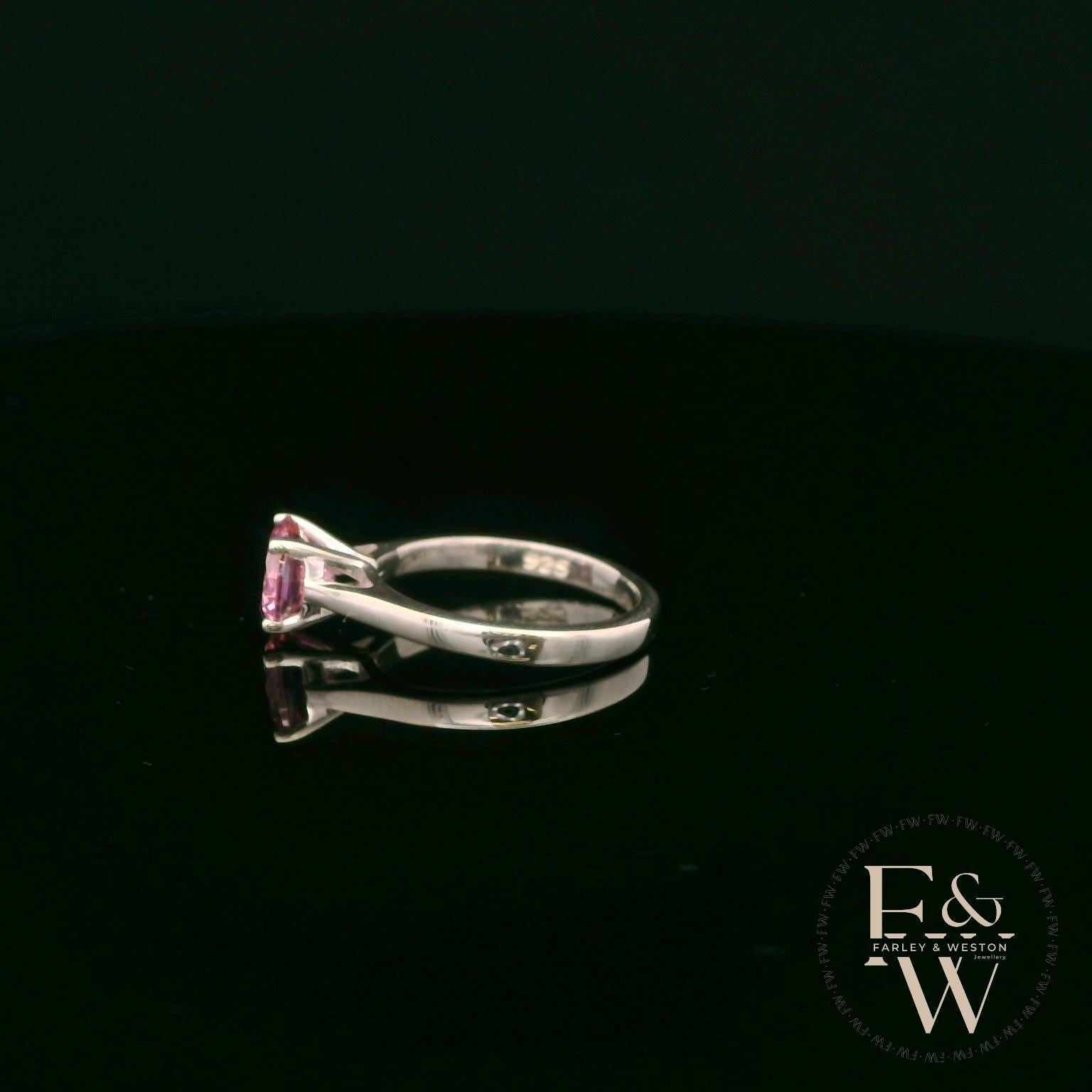 Sterling Silver Pink CZ Solitaire Ring