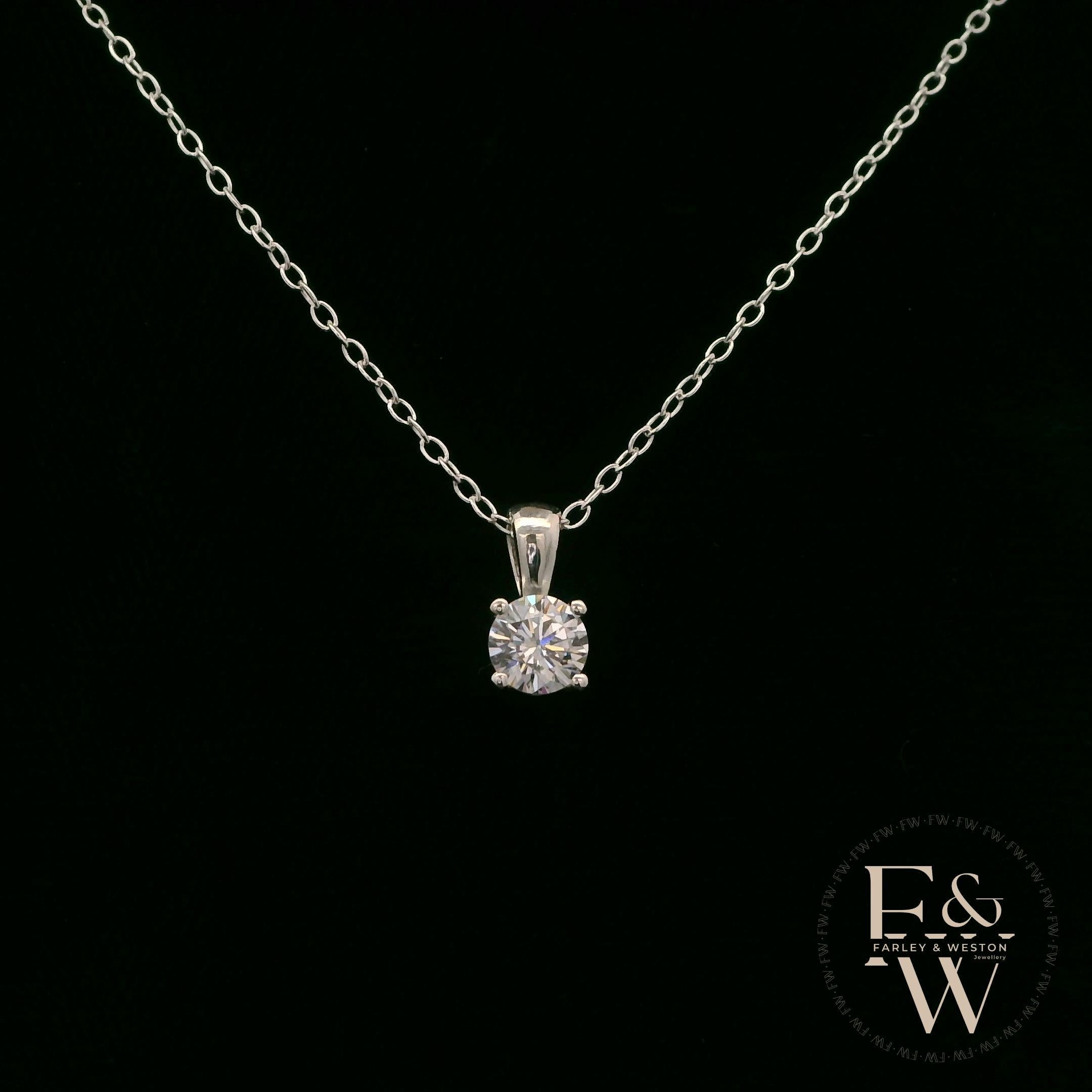 Sterling Silver Single Stone Moissanite Pendant