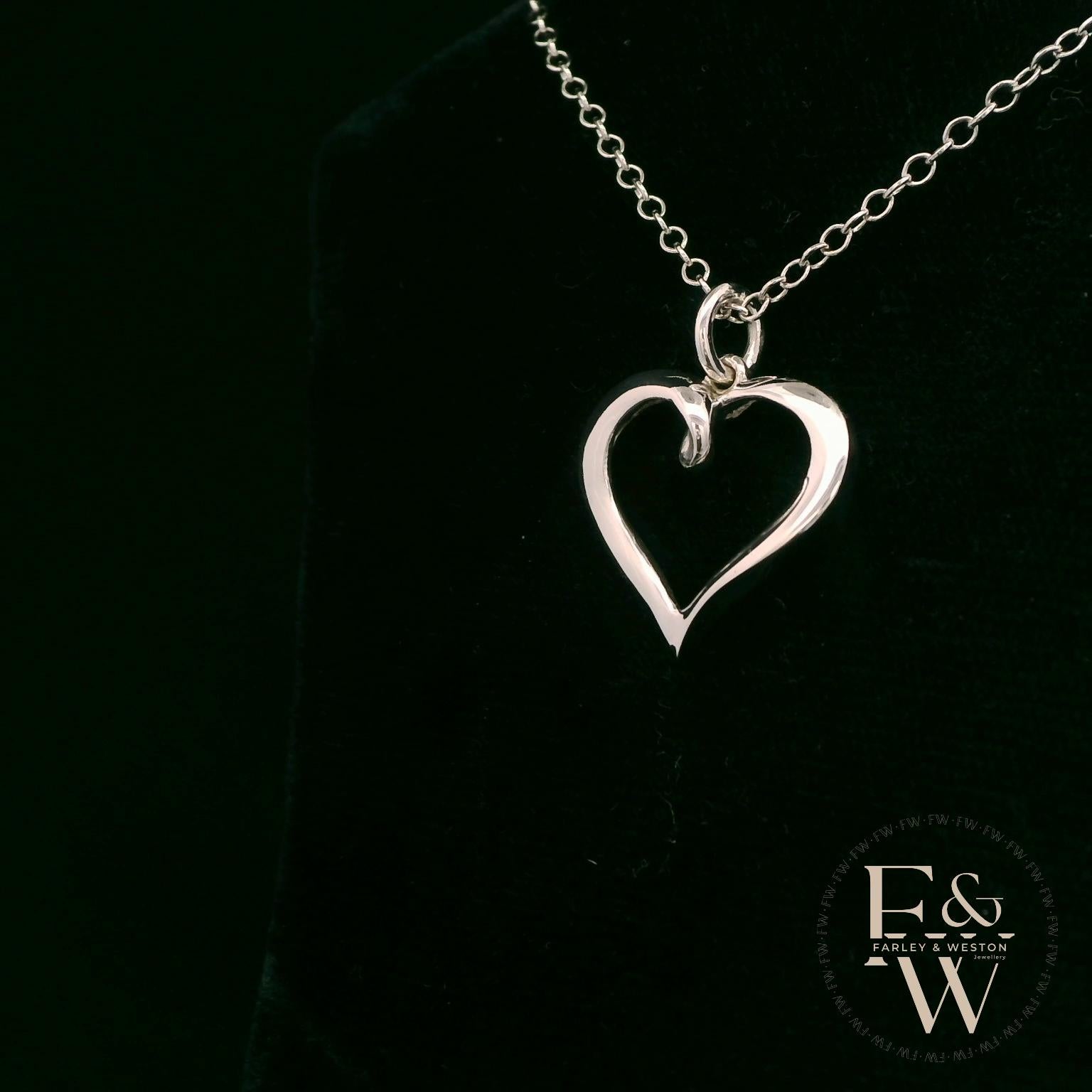 9ct White Gold Small Plain Heart Pendant