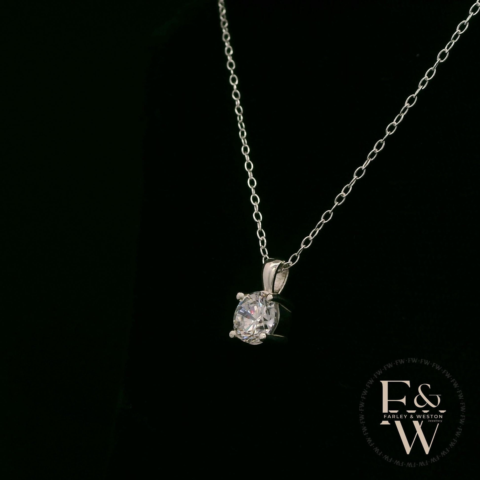 Sterling Silver 1ct Single Stone Moissanite Pendant