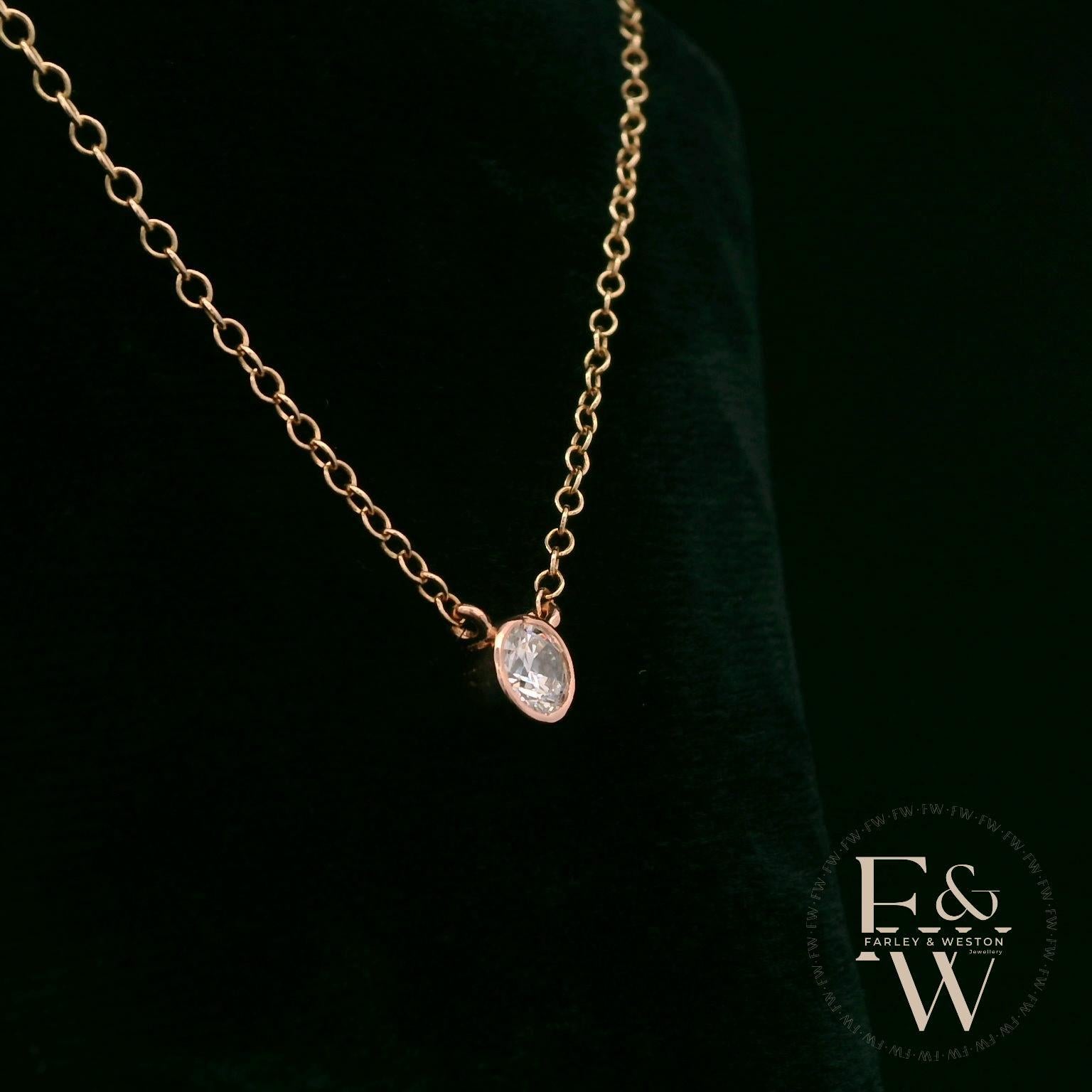 9ct Rose Gold Single Stone Lab Grown Diamond Necklace