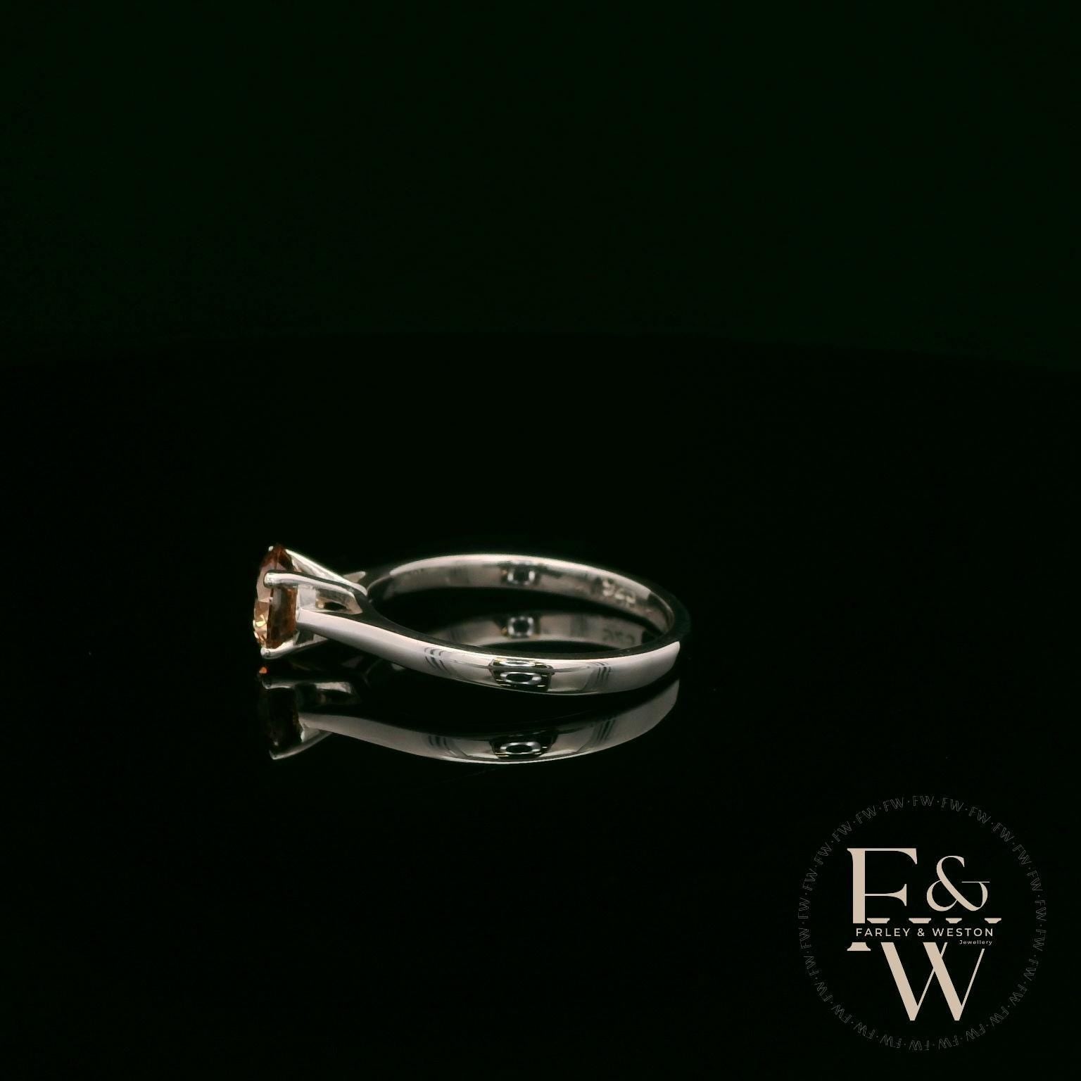 Solitaire Champagne & Silver Engagement Ring