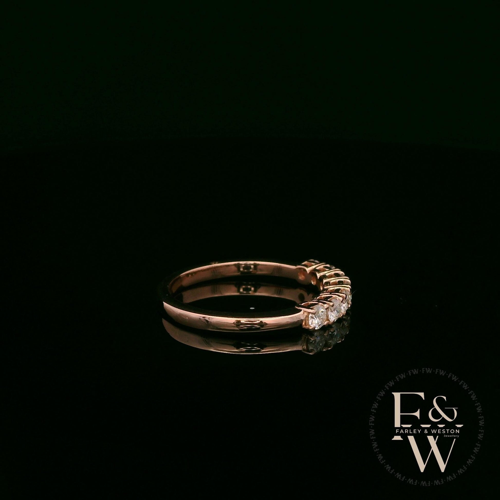 9ct Rose Gold White Moissanite Half Eternity Ring