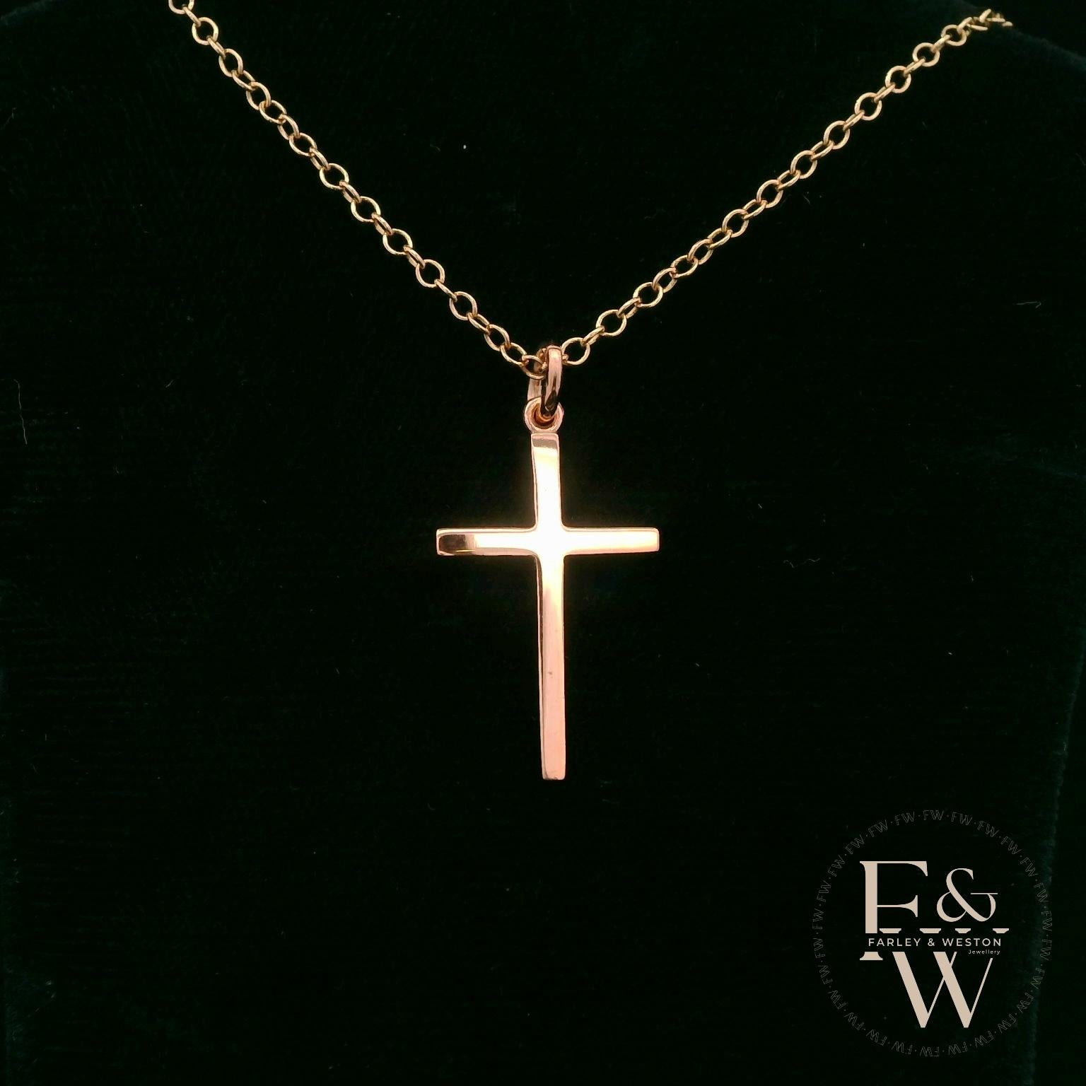 9ct Rose Gold Small Plain Cross Pendant