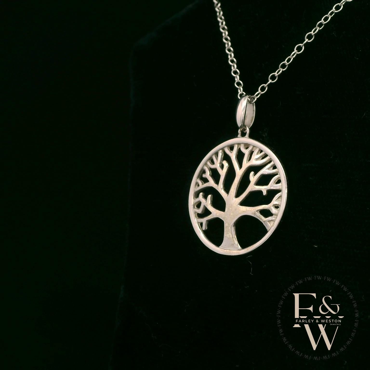 9ct White Gold Tree of Life Pendant