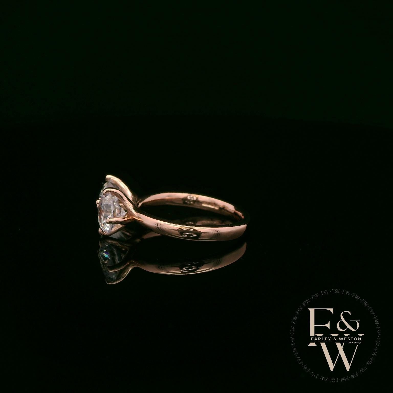 Double Moissanite & 9ct Rose Gold Ring