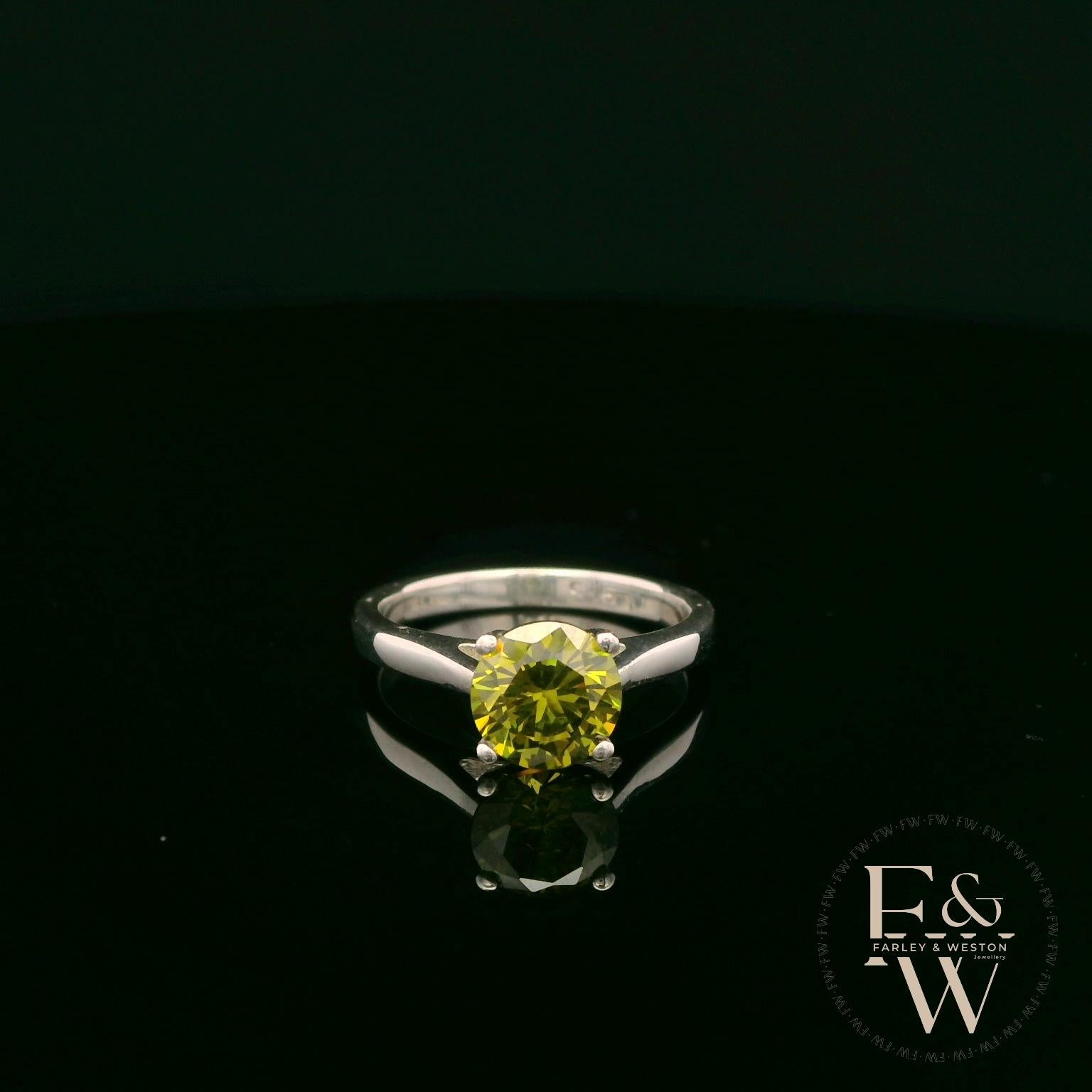Sterling Silver Peridot CZ Single Stone Ring