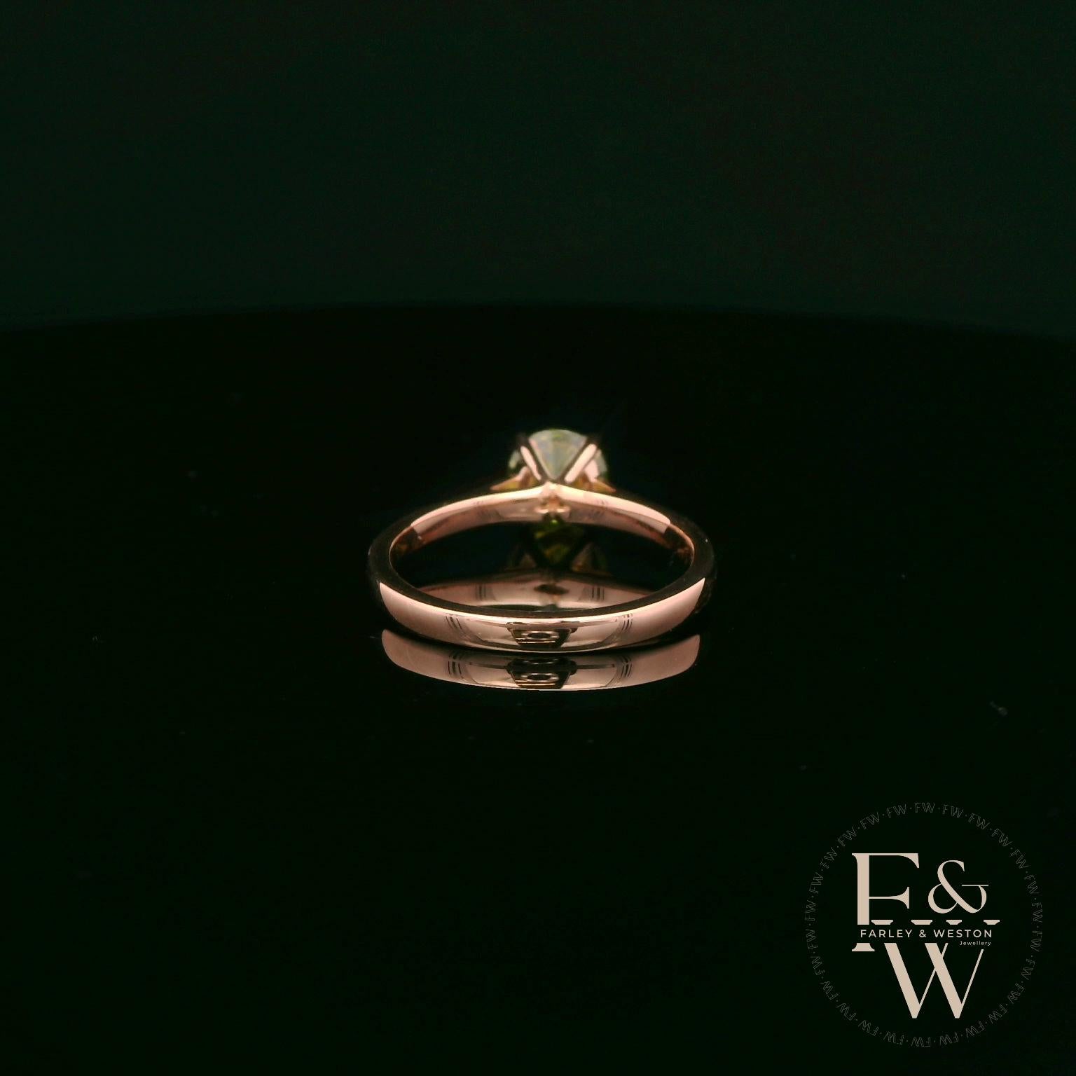 9ct Rose Gold Peridot CZ Solitaire Ring