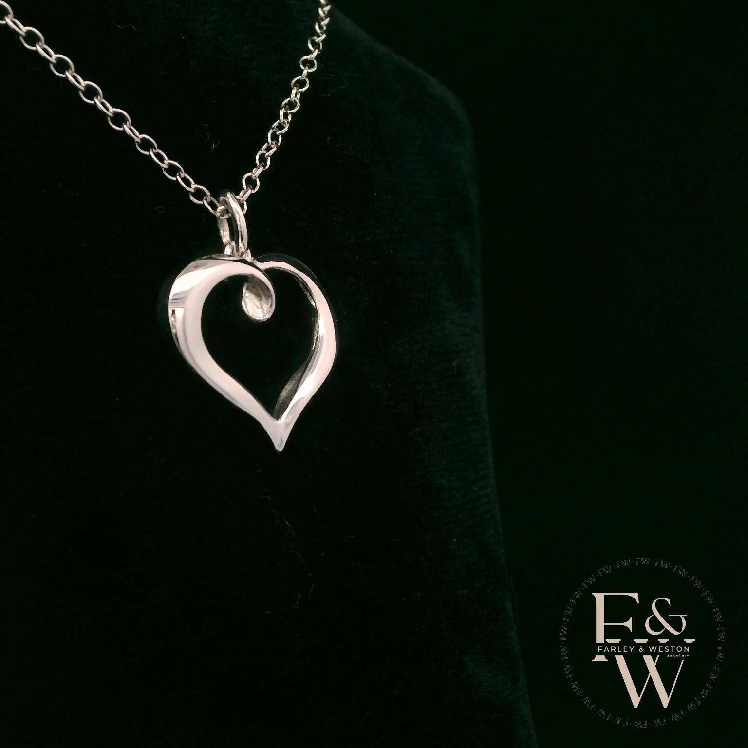 9ct White Gold Small Plain Heart Pendant