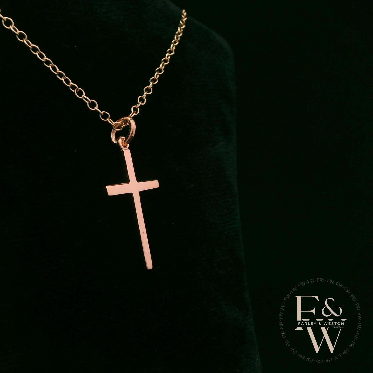 9ct Rose Gold Small Plain Cross Pendant