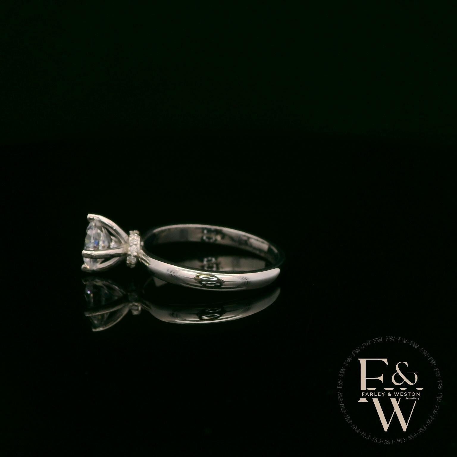 9ct White Gold Lab Grown Diamond Single Stone with Bezel Set Head Ring