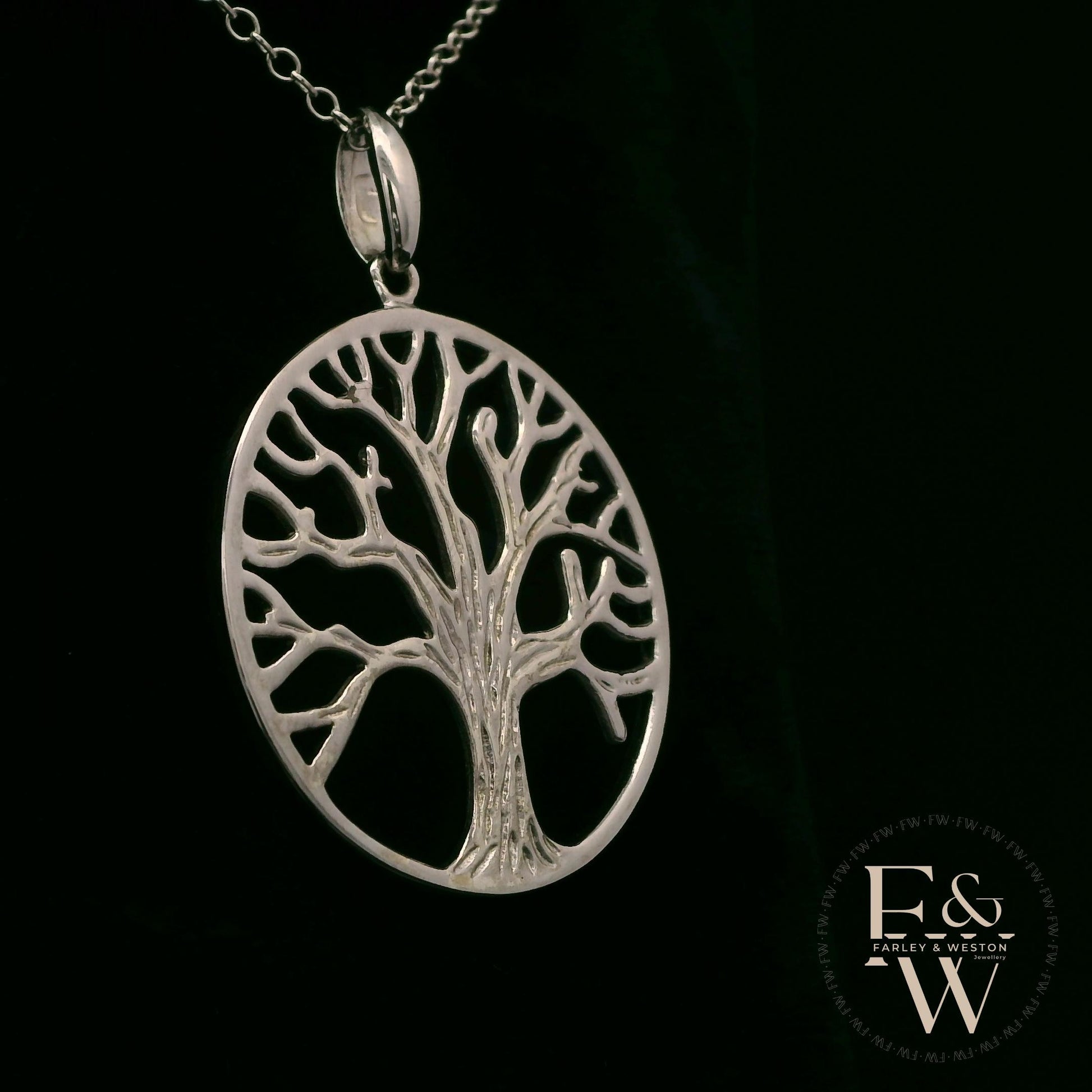 9ct White Gold 'Tree of Life' Pendant
