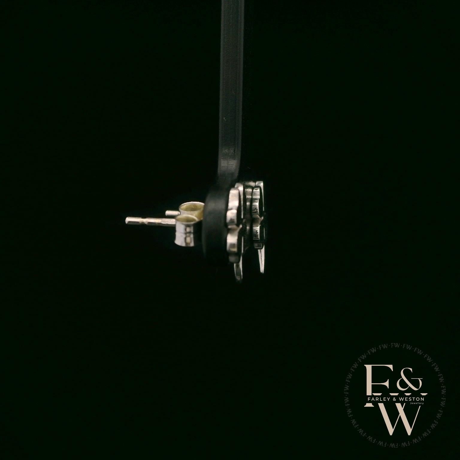 4 Leaf Clover 9ct White Gold Studs