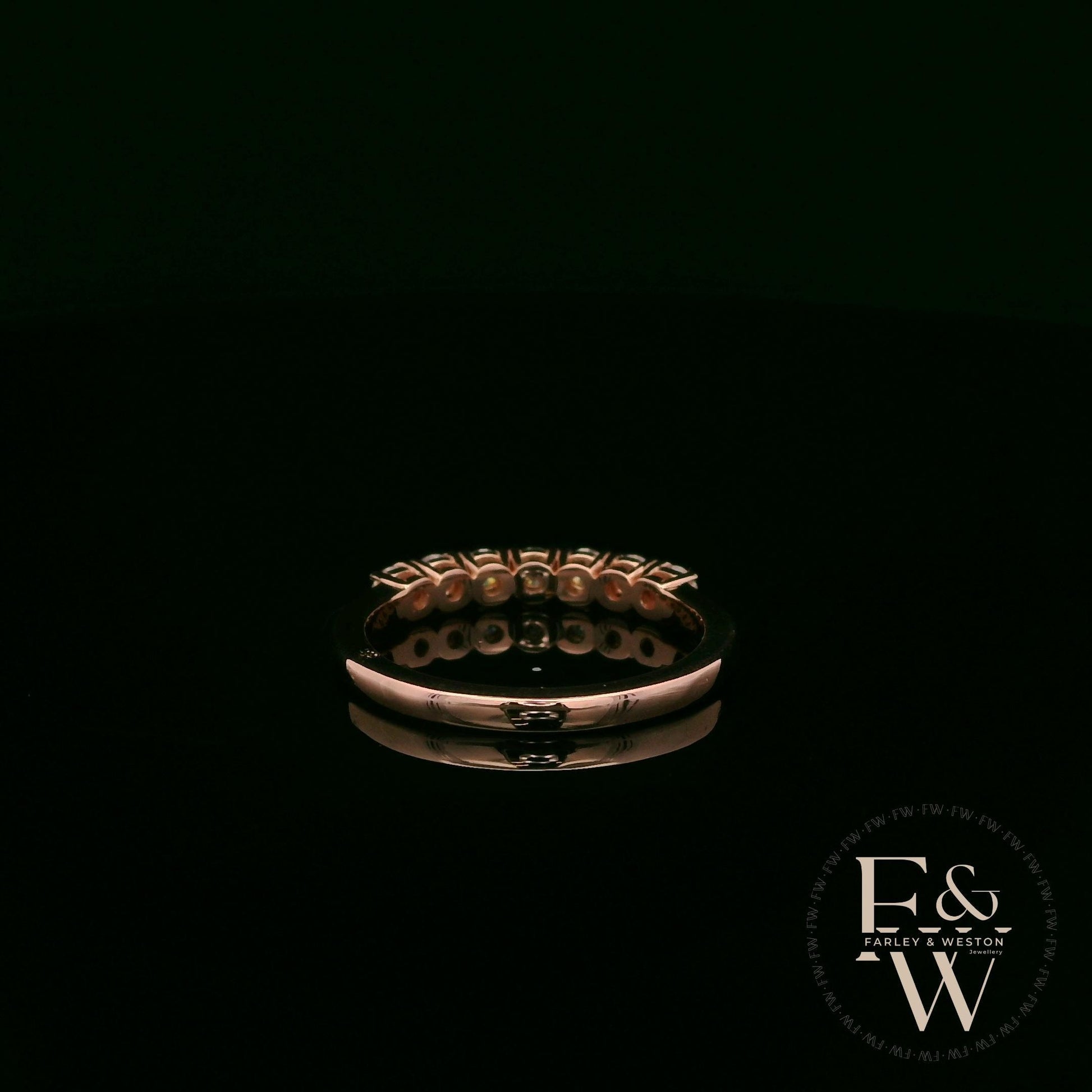 9ct Rose Gold White Moissanite Half Eternity Ring