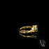Celtic Patterned 9ct Yellow Gold Emerald CZ Single Stone Ring