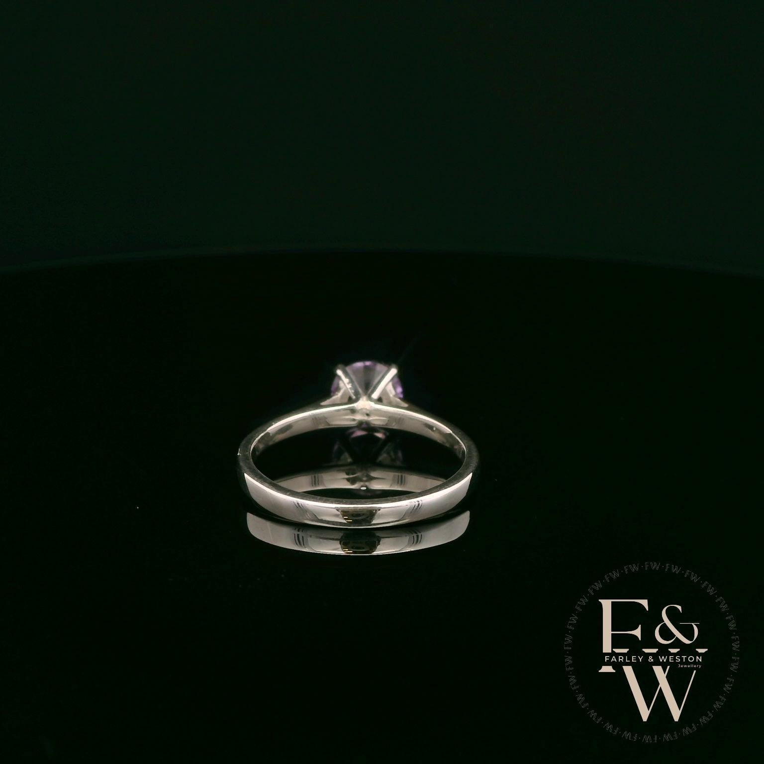 Solitaire Alexandrite & Silver Engagement Ring