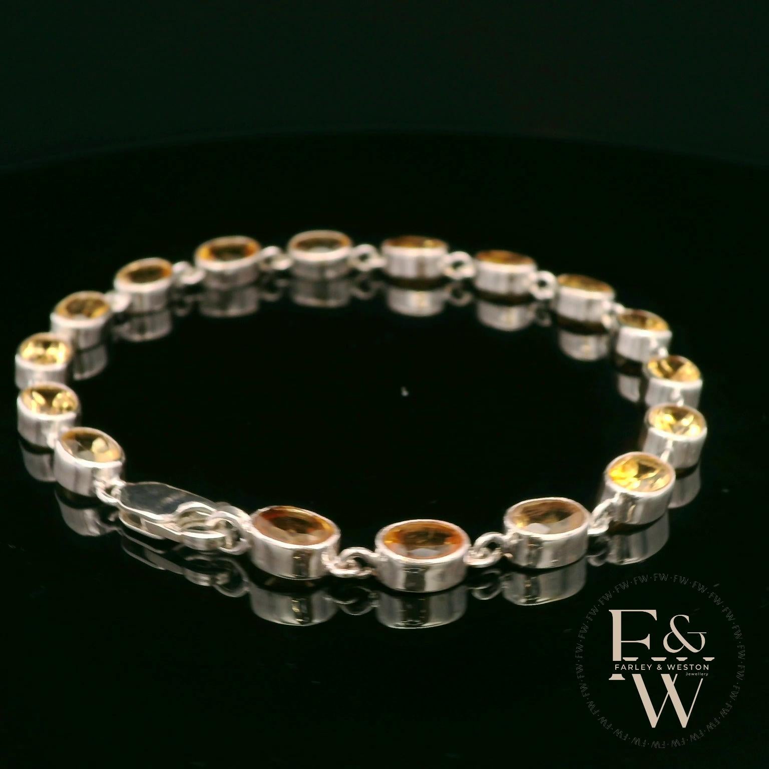 Sterling Silver Oval Citrine Bracelet