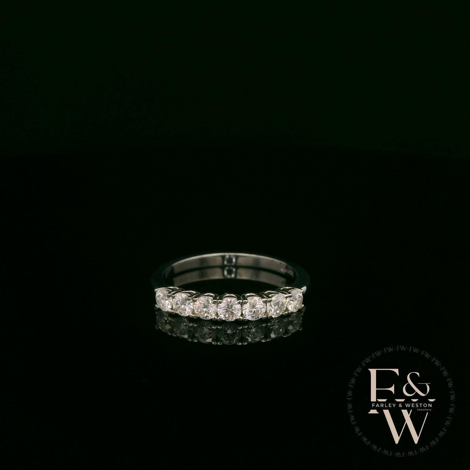 Moissanite & 9ct White Gold Half-Eternity Ring