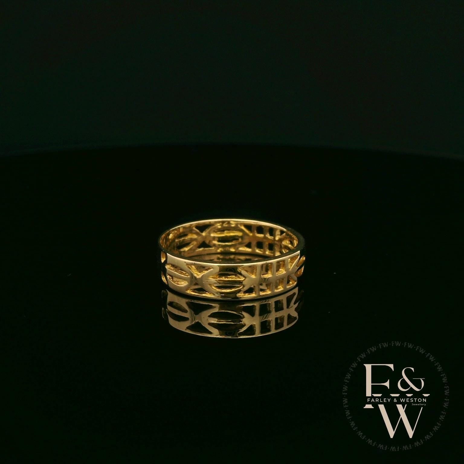 9ct Yellow Gold Geometric Cutout Band Ring