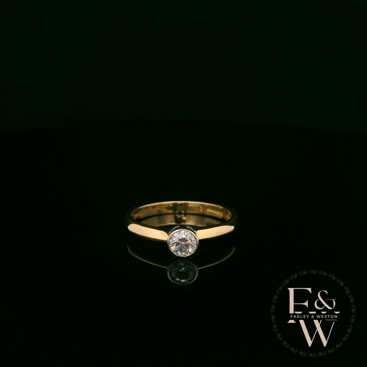 18ct White and Yellow Gold Round-Cut Solitaire Diamond Ring