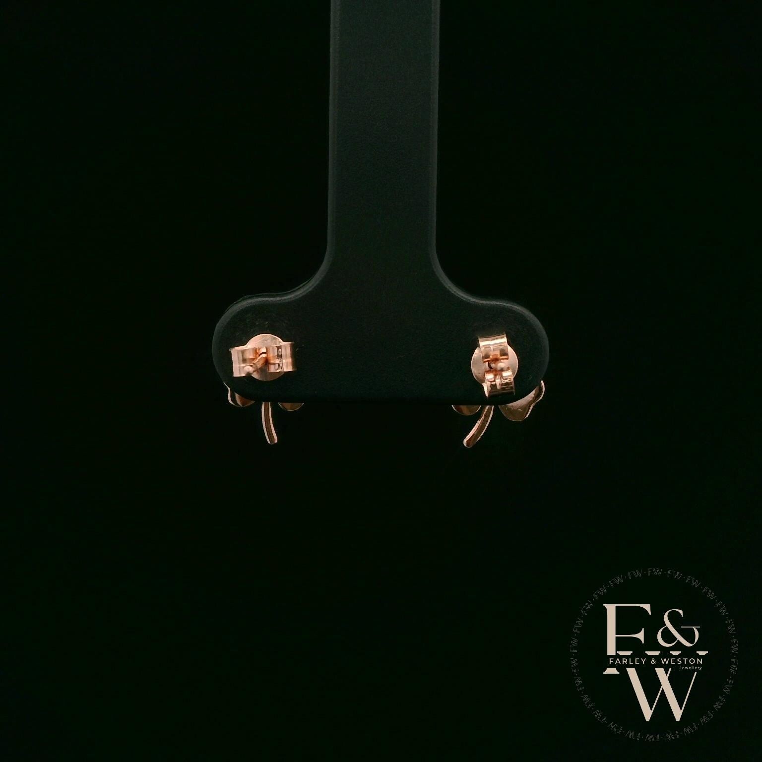 3 Leaf Clover 9ct Rose Gold Studs