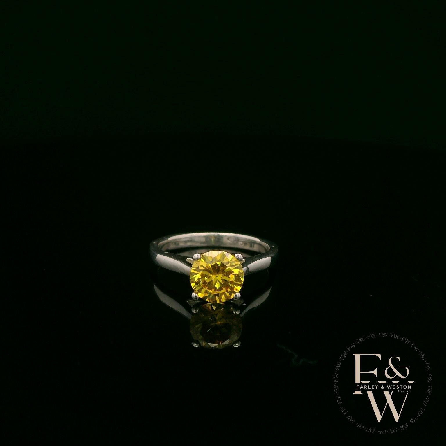 Sterling Silver Yellow Sapphire CZ Single Stone Ring