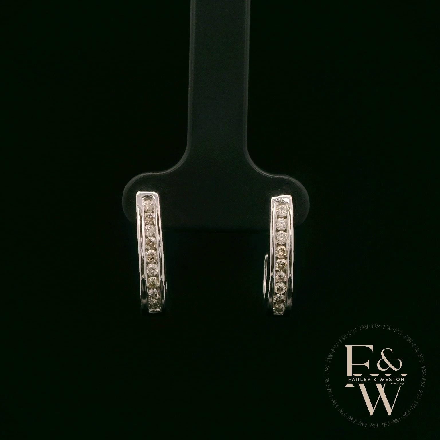 9ct White Gold & Round-Cut Diamond Earrings