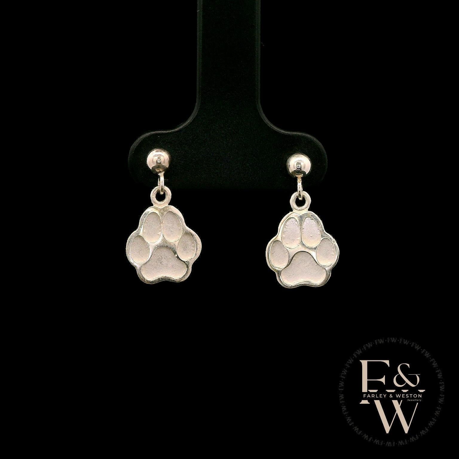 Charming Silver Paw-Print Droppers