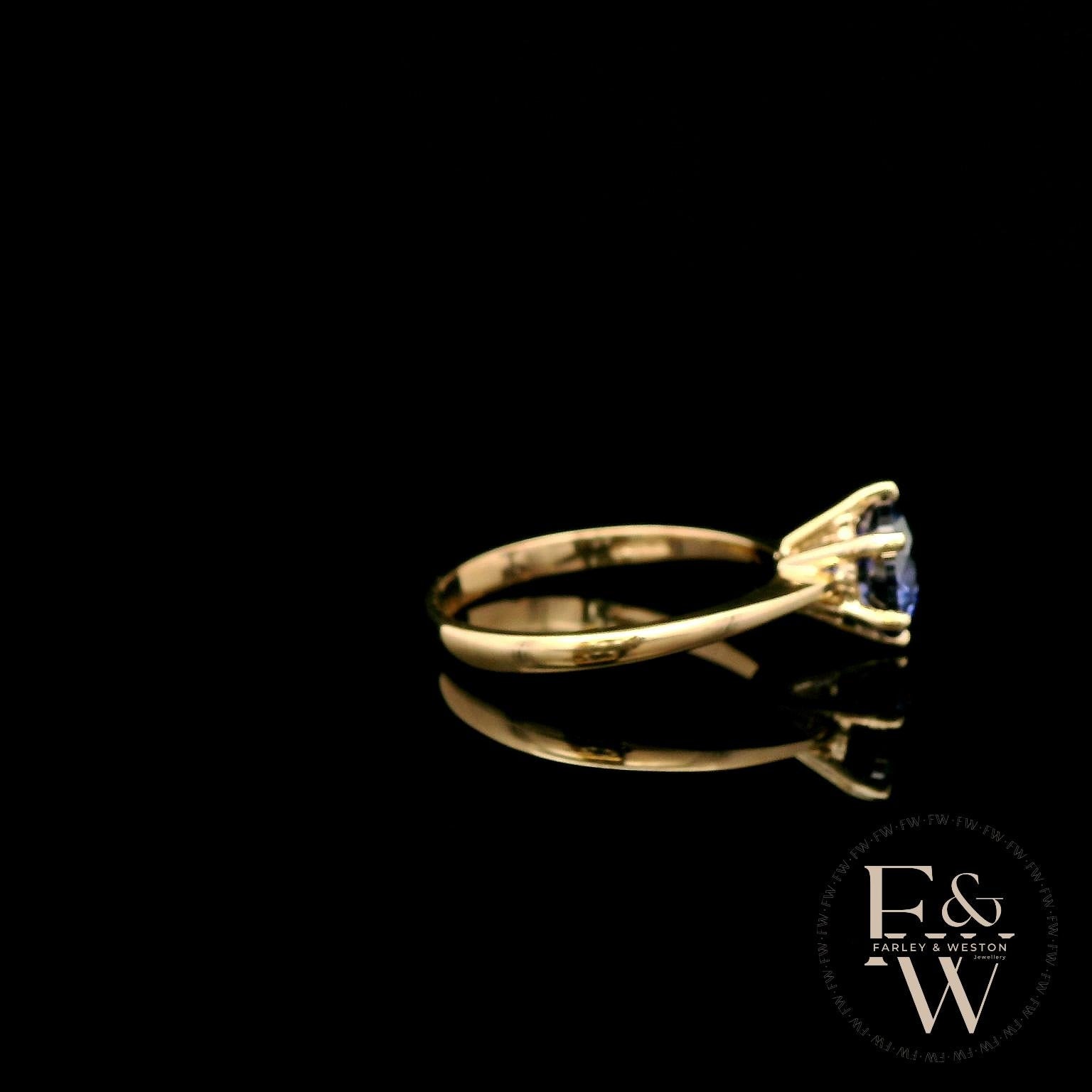 9ct Yellow Gold Tanzanite CZ Single Stone Ring