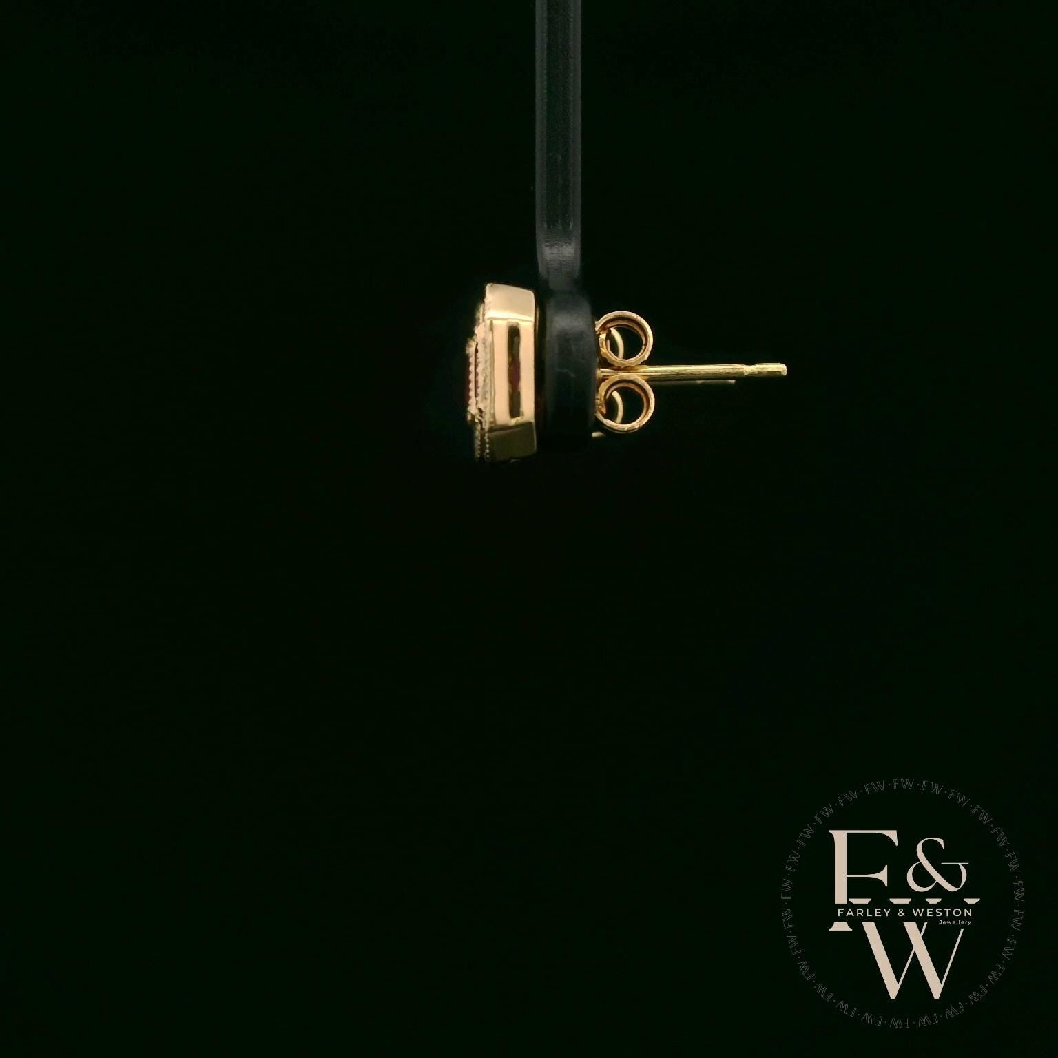18ct Yellow Gold Emerald-Cut Ruby & Diamond Studs