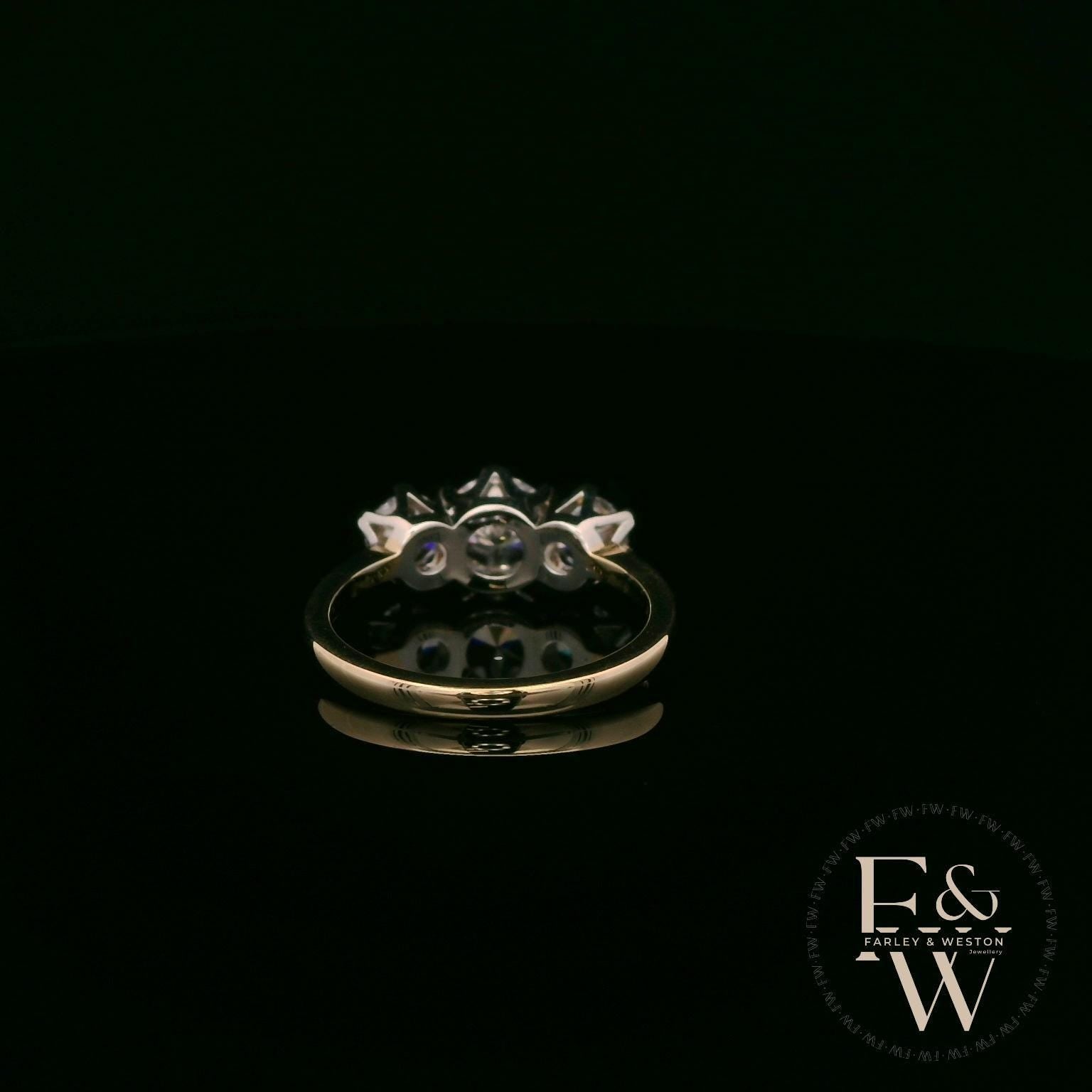 9ct Yellow Gold & Three Stone Moissanite Ring