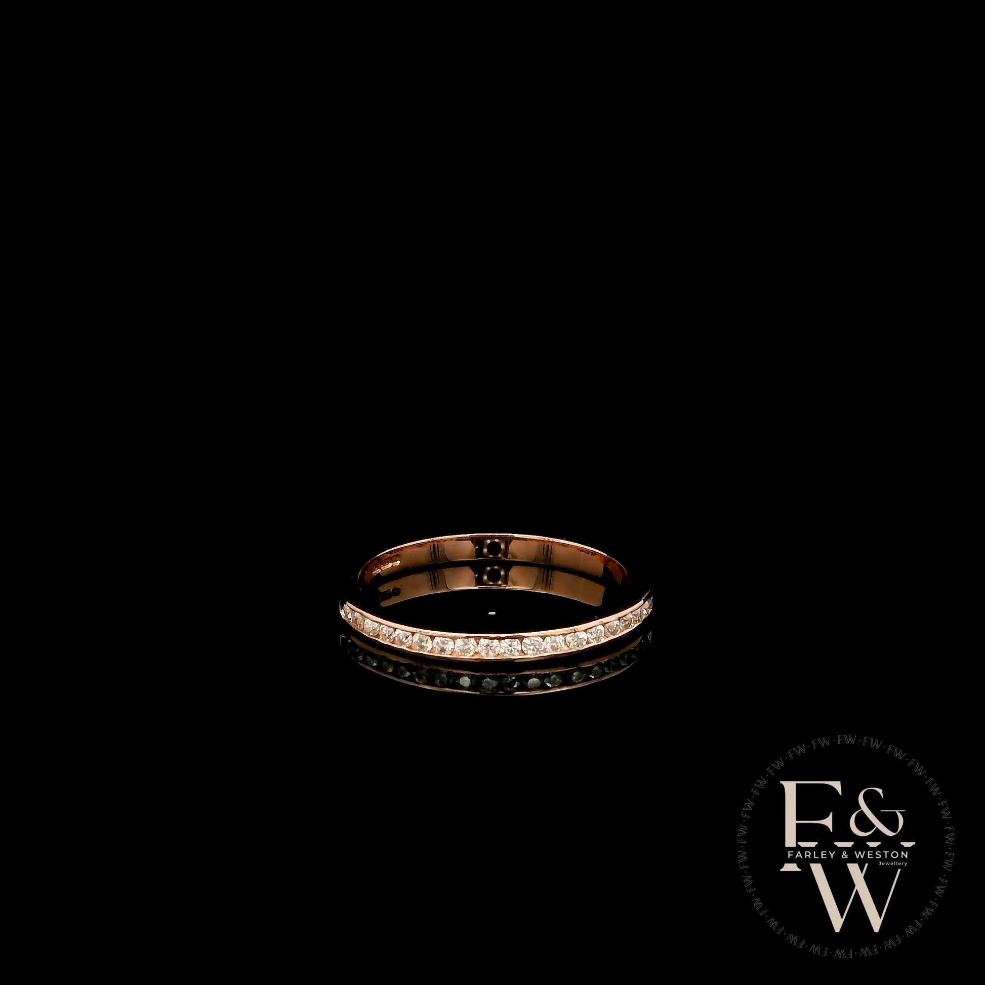 9ct Rose Gold Channel Set Diamond Half-Eternity Ring