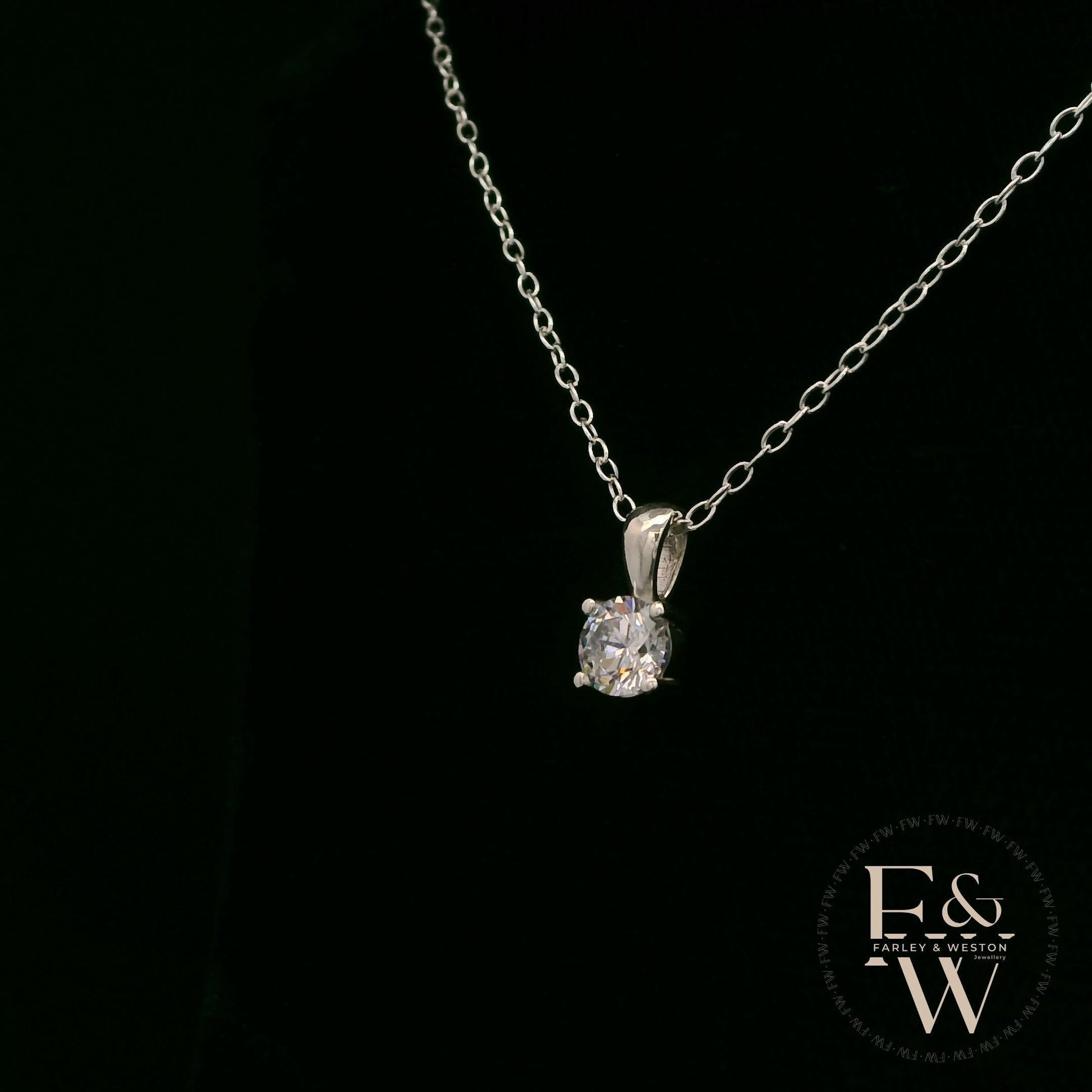 Sterling Silver Single Stone Moissanite Pendant