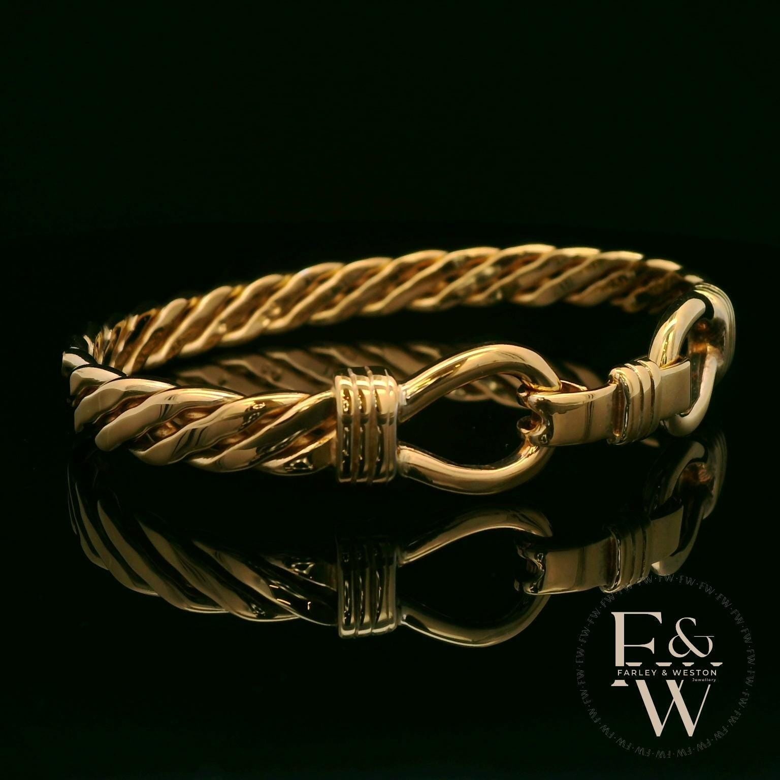 Twist Bangle Heavy Handmade 9ct Gold 27g UK Hallmarked