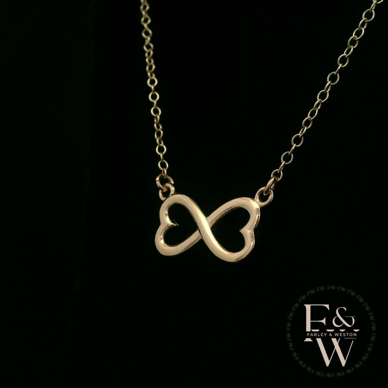 9ct Yellow Gold Infinity Heart Charm Pendant
