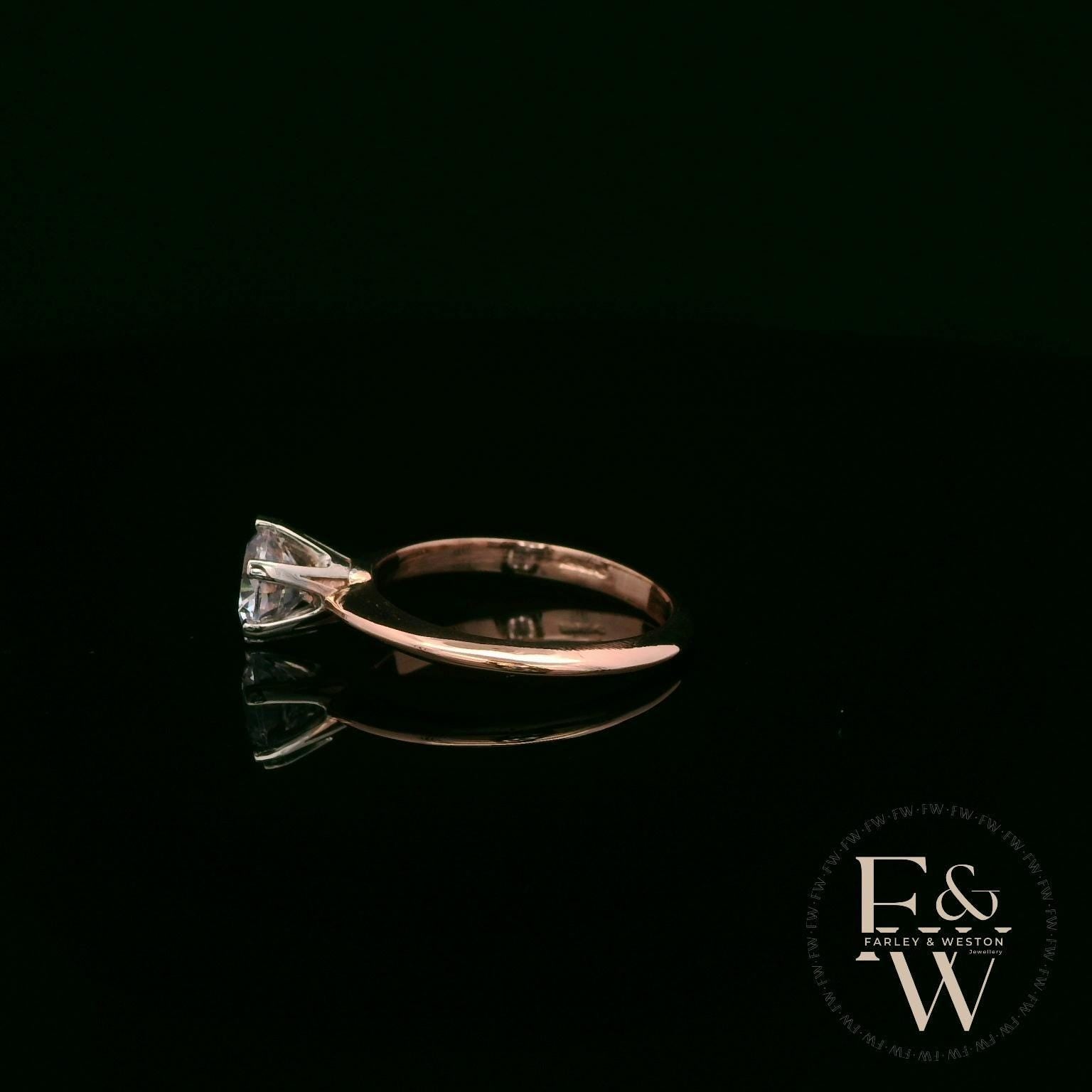 Solitaire Moissanite & 9ct Rose Gold Engagement Ring