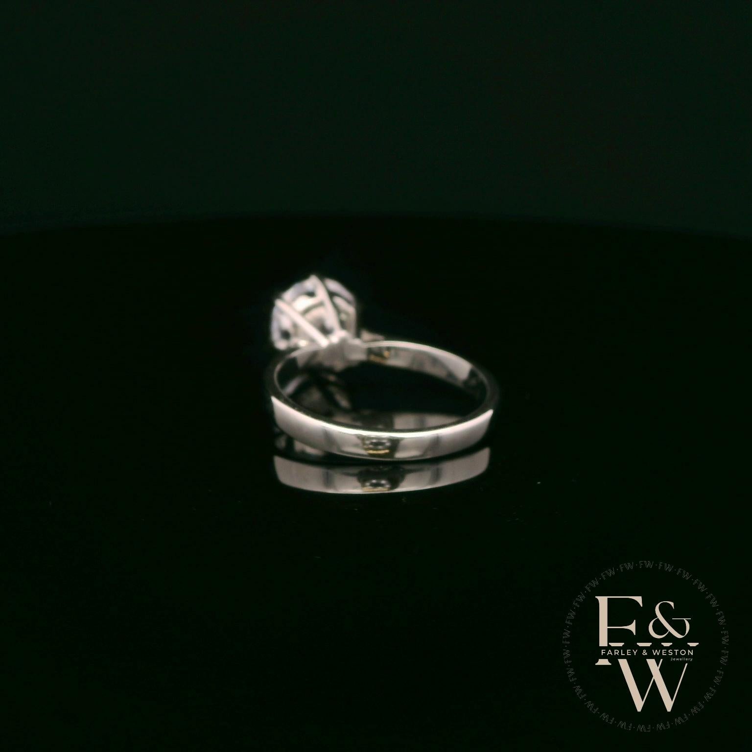 9ct White Gold and White Moissanite Single Stone Ring