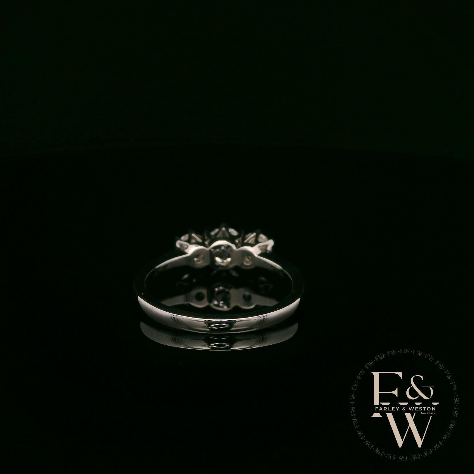 9ct White Gold & Three Stone Moissanite Ring