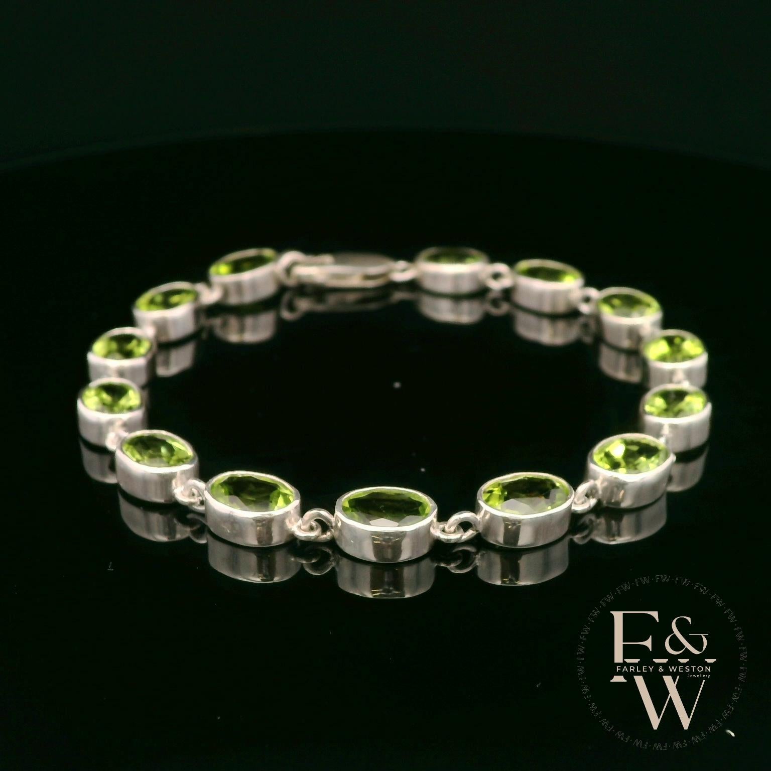 Sterling Silver Oval Peridot Bracelet
