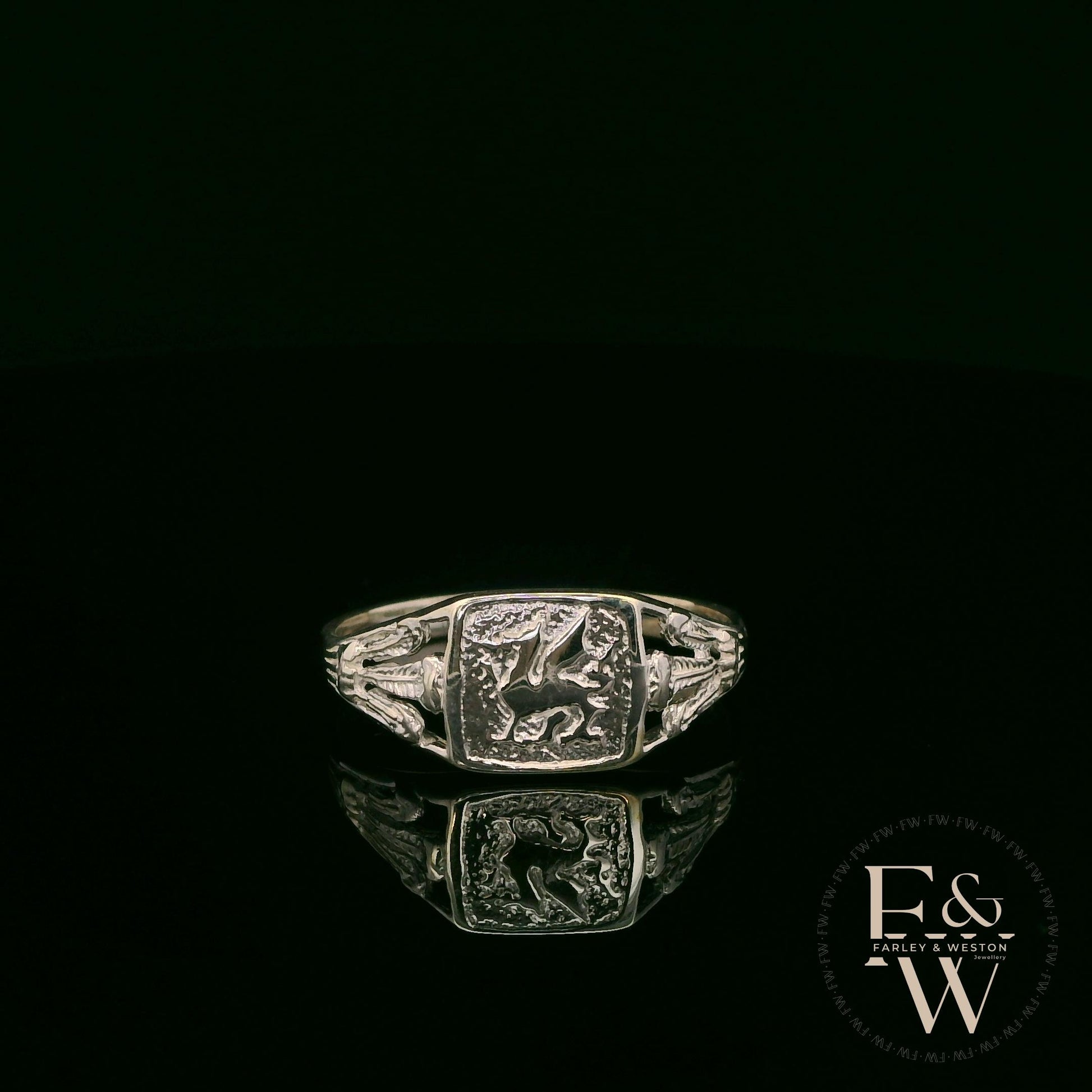 Sterling Silver Welsh Dragon Signet Ring
