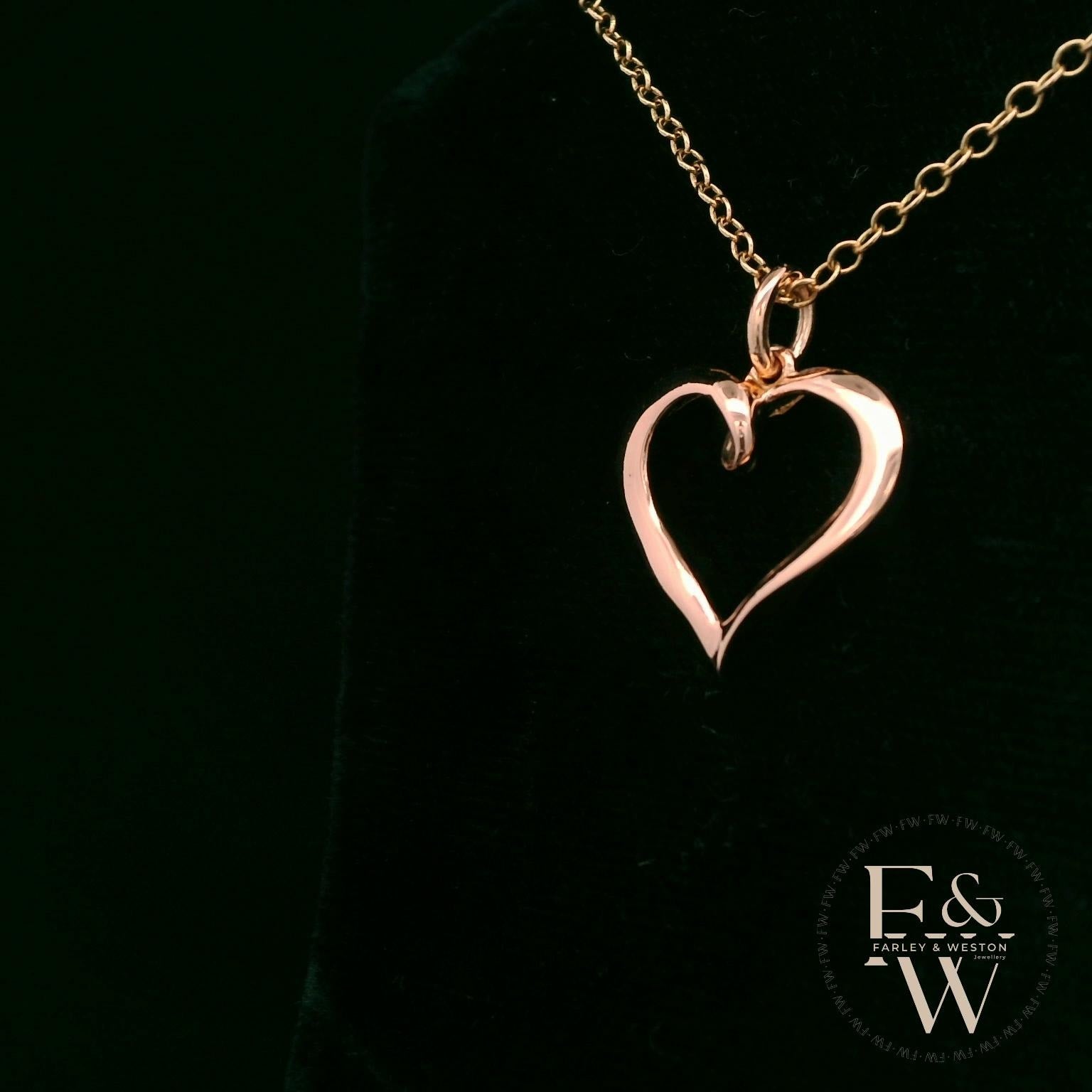 9ct Rose Gold Small Plain Heart Pendant