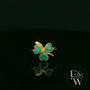9ct Yellow Gold Clover Ring with Heart-Shaped Green Agate's