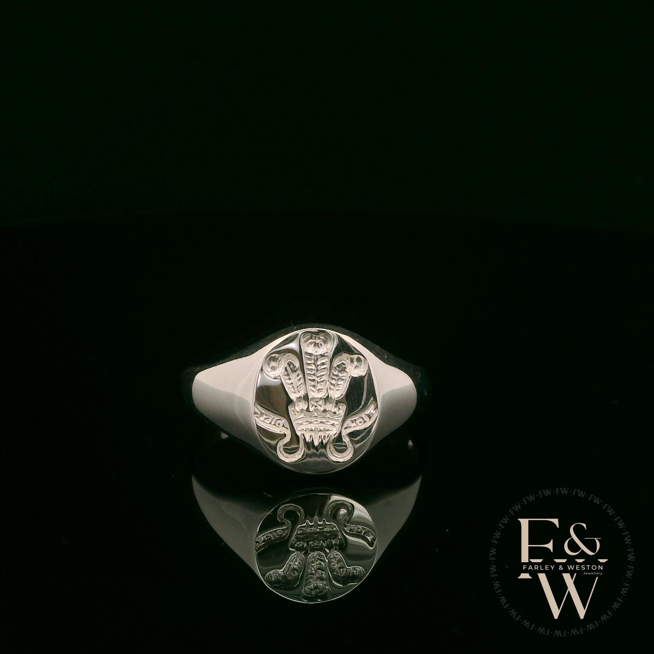 Sterling Silver Prince of Wales Feather Signet Ring
