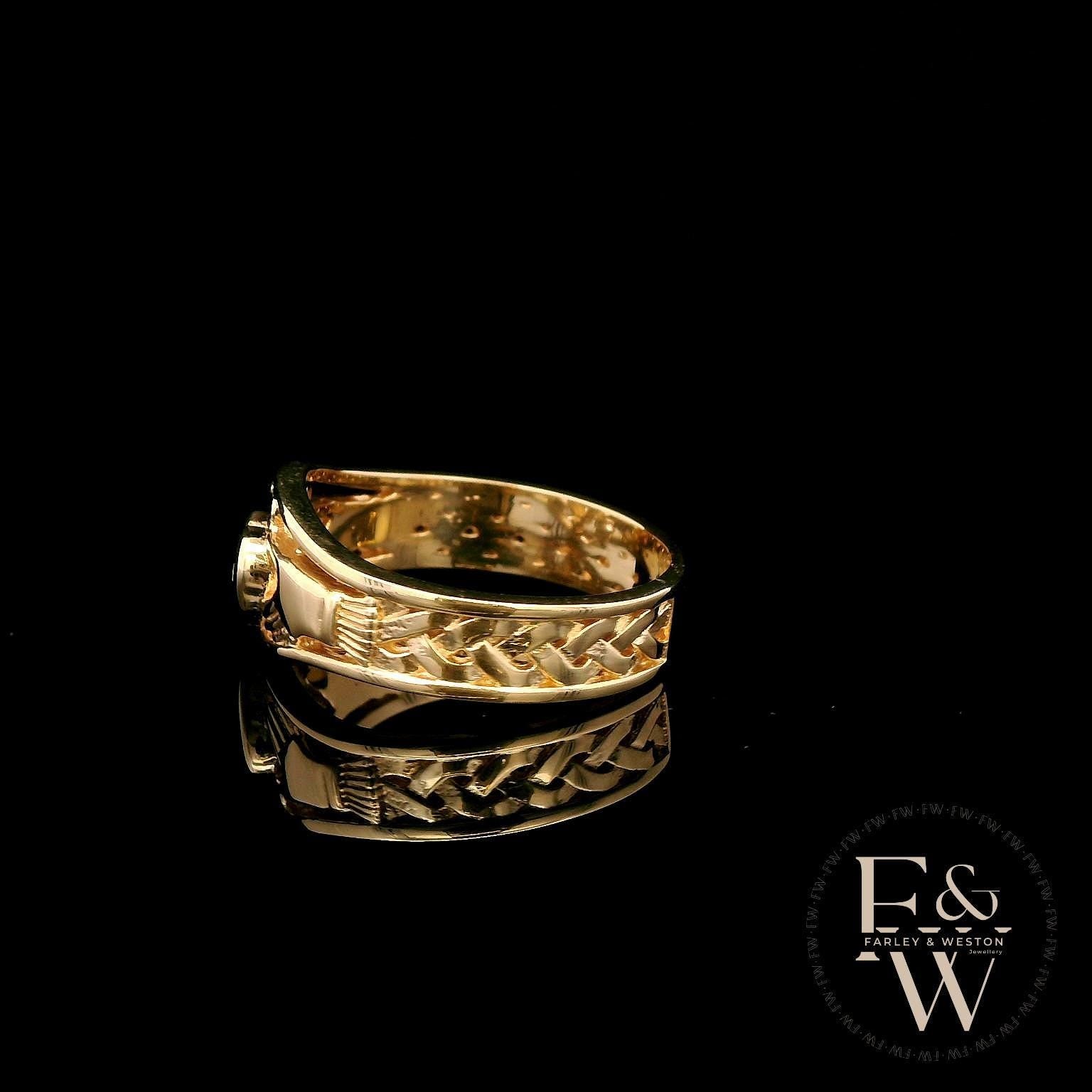 9ct Yellow Gold & Diamond Claddagh Ring