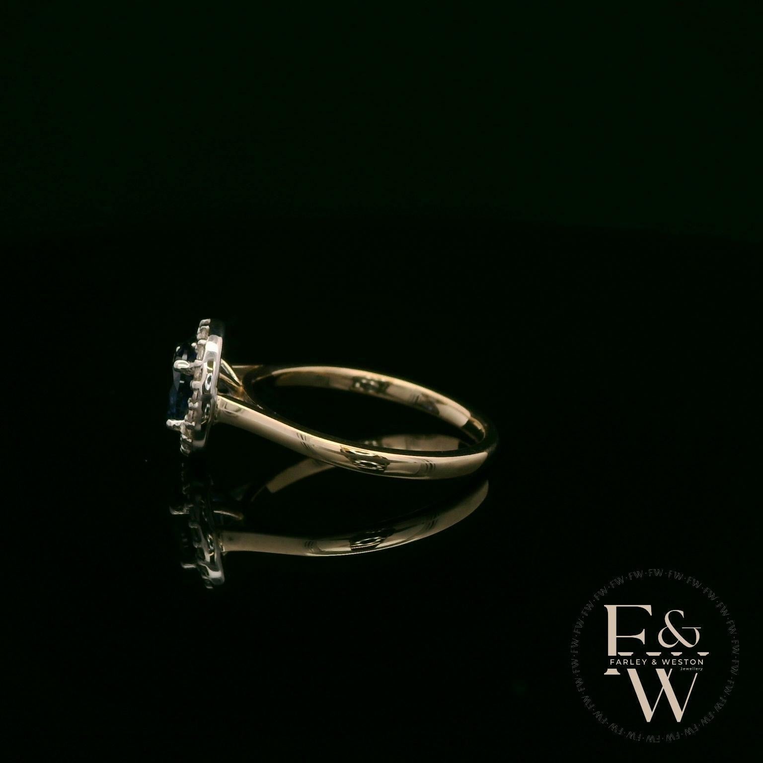 Lab Grown Sapphire and Diamond 9ct Yellow Cluster Ring