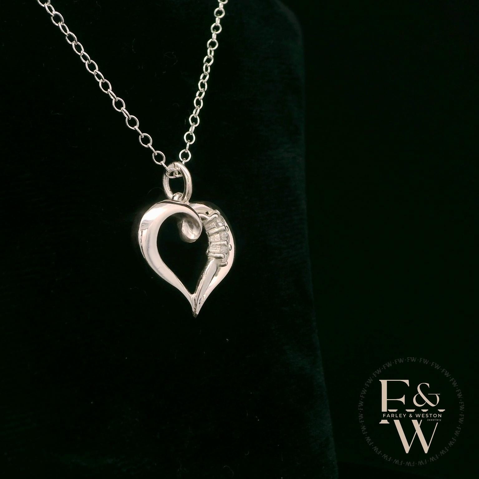 Sterling Silver White Moissanite Heart Pendant
